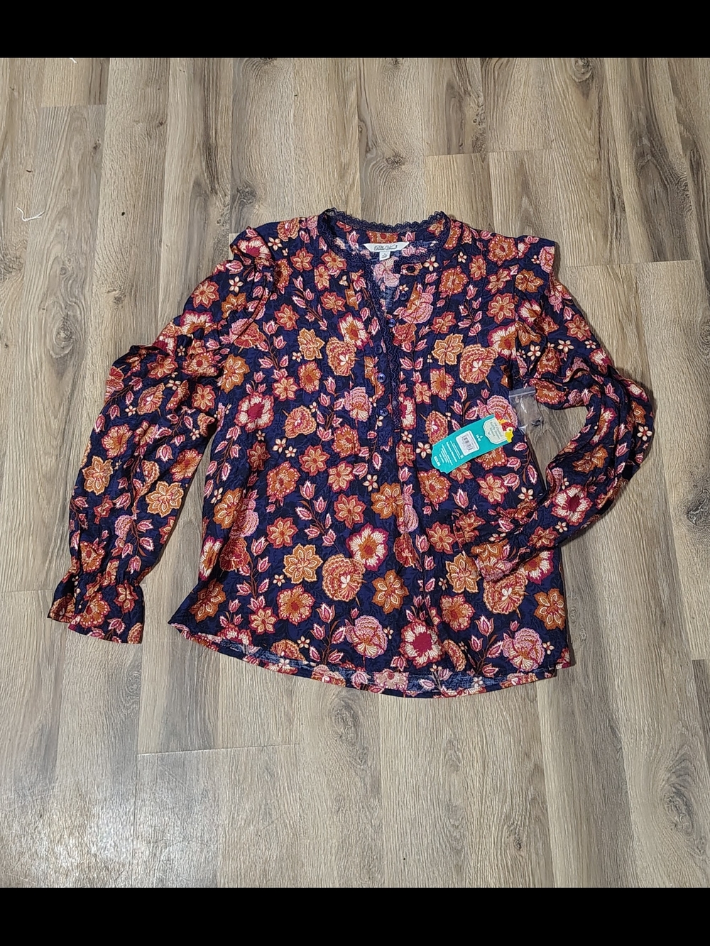 Ladies Small Cottagecore Farmhouse Floral Peasant Blouse